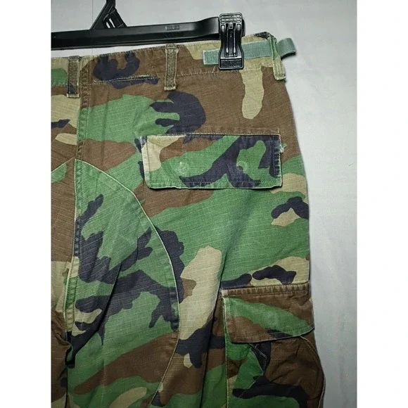 BDU Cargo Pants Men M Long 34x32 Woodland Camo Combat Double Knee Ripstop Hiking - Picture 5 of 8